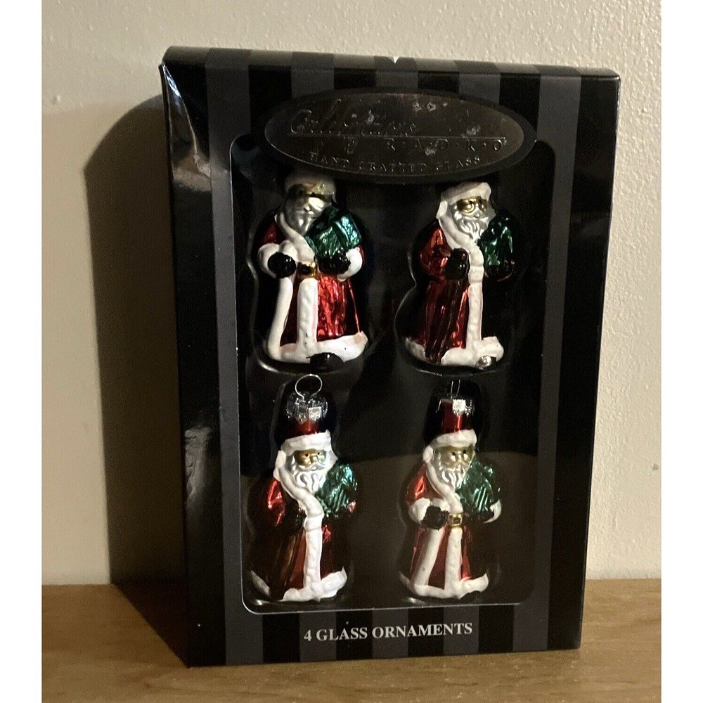 Set of (4) Celebrations by Radko 3" Hand Crafted Glass SANTA CLAUS Ornaments NEW